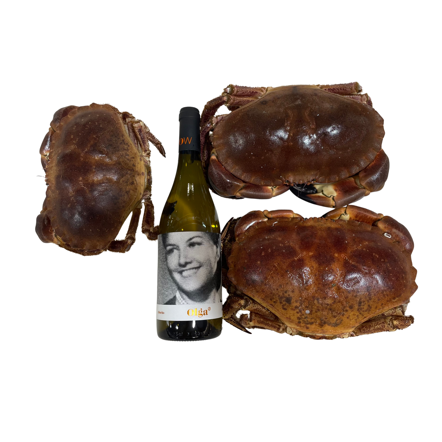 Buey de mar gallego de la Lonja de O Grove con vino Albariño Olga – marisco gallego fresco Casa Canducho