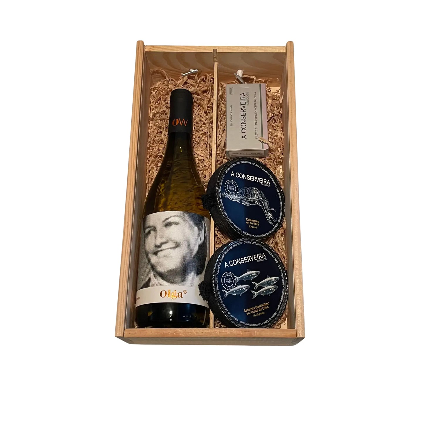 Lote de Navidad 2025 Caja de Madera 2 con productos gallegos gourmet dentro de la caja - Casa Canducho
